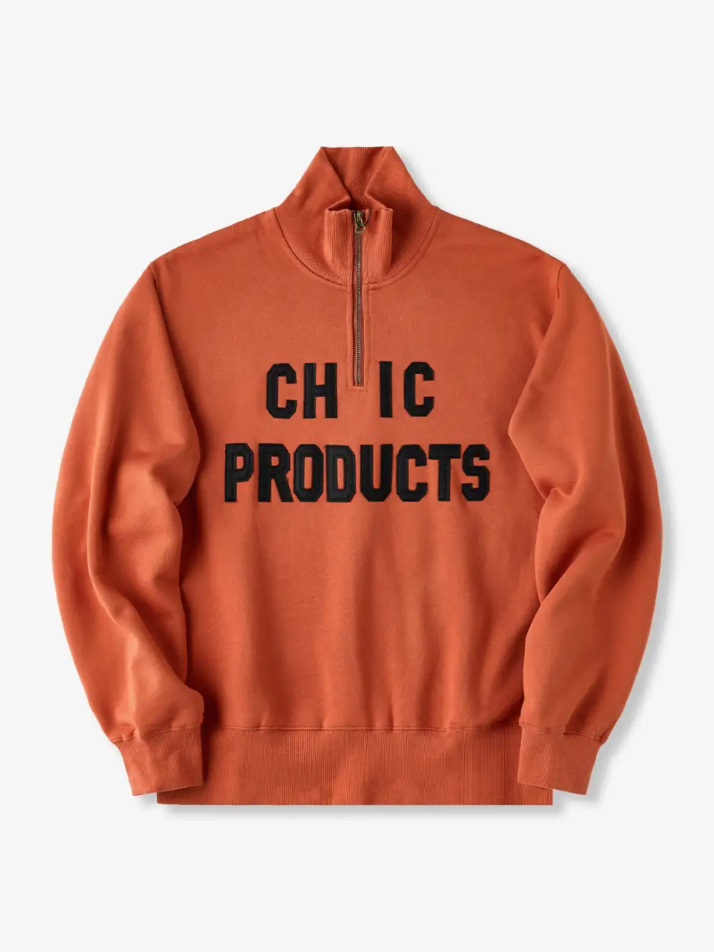 Heavyweight Half-Zip Embroidered Stand-Collar Sweatshirt