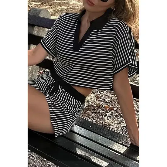 Women's Striped Short Set