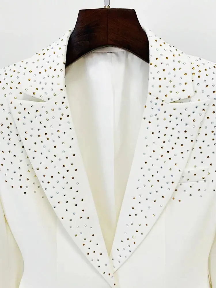 Rhinestone Beaded Single Breasted Blazer
