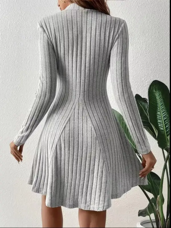 Ribbed Knit Mock Neck Mini Dress