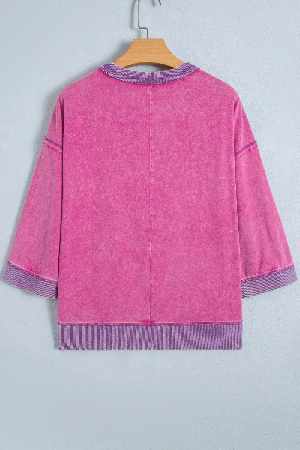Color Block Ribbed Relaxed Cotton Blend Bracelet Sleeve Top