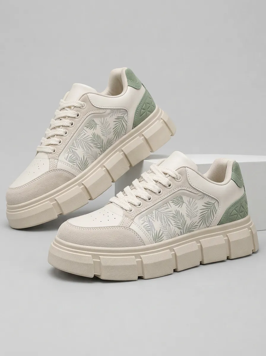 Men's Clean Tropical Leaf Pattern Patterned Casual Contemporary Skate Shoes