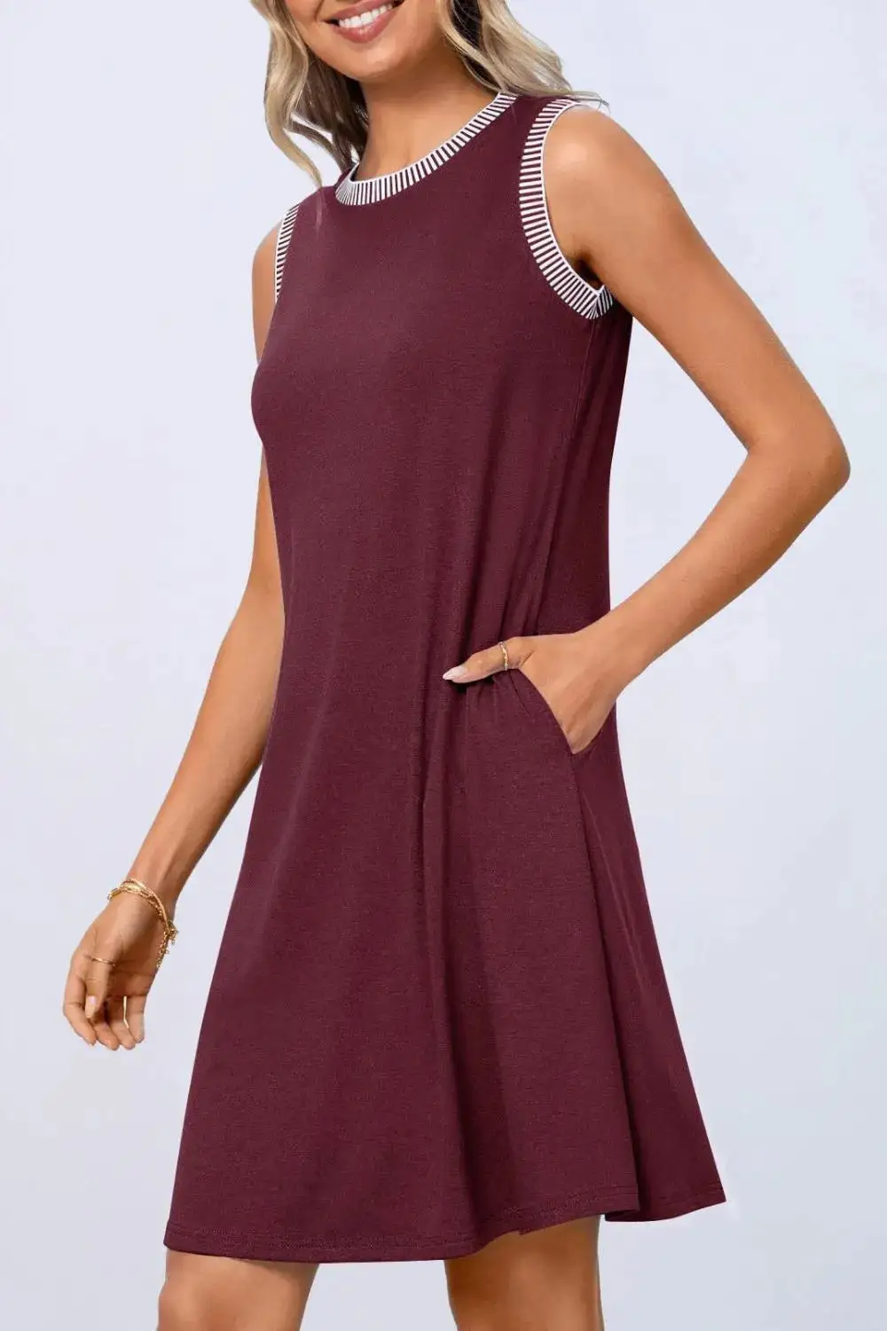 Crew Neck Sleeveless Mini Dress
