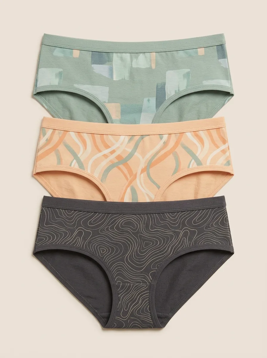 Women's Abstract Geometric Pattern Printed Three-Pack Briefs