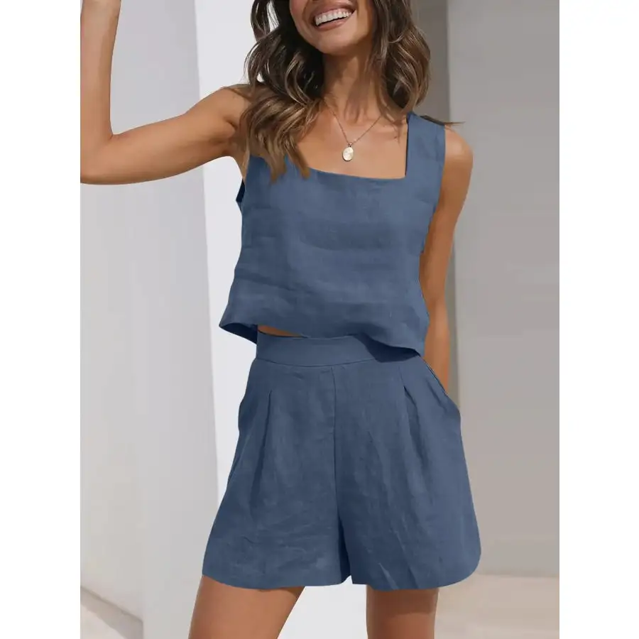 Square Neck Tank and Shorts Set
