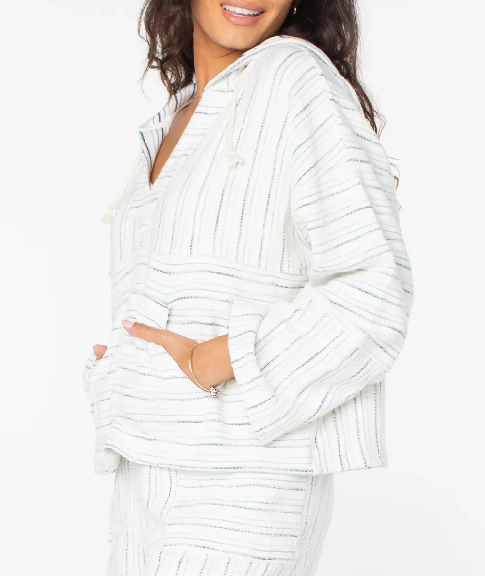 White Striped Oversized Crewneck Sweatshirt