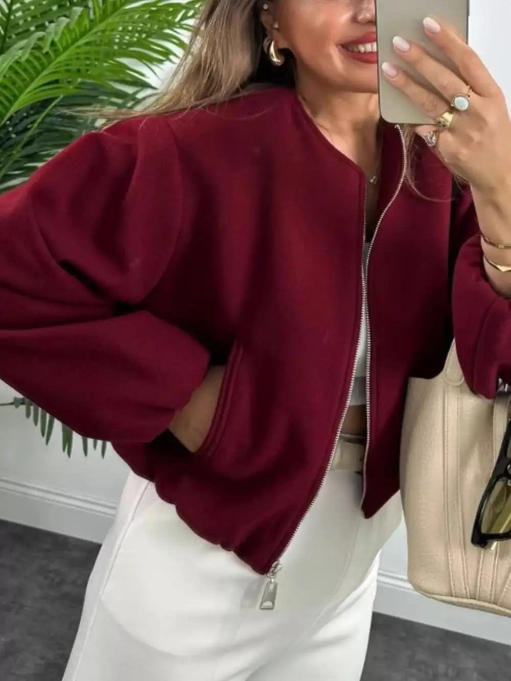 Zip Up Cropped Jacket Easy Layering Piece