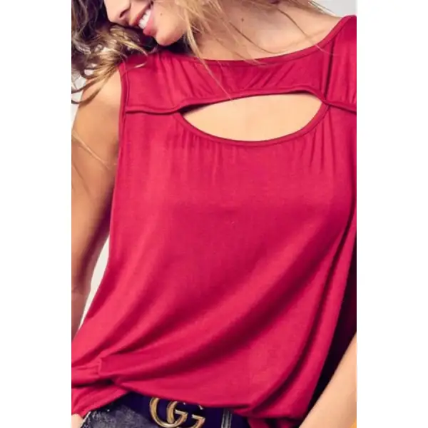 Soft Rayon Span Knit With Cut Out Front