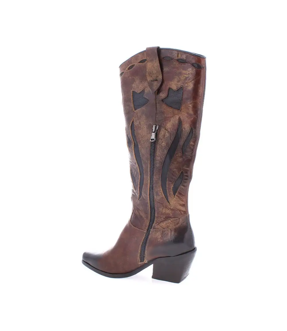 Floral-Stitched Pointed-Toe Western Boots