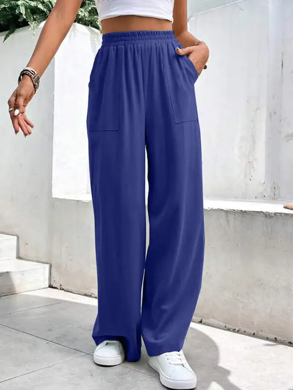 Mid Waist Straight Loose Sports Clean Pants
