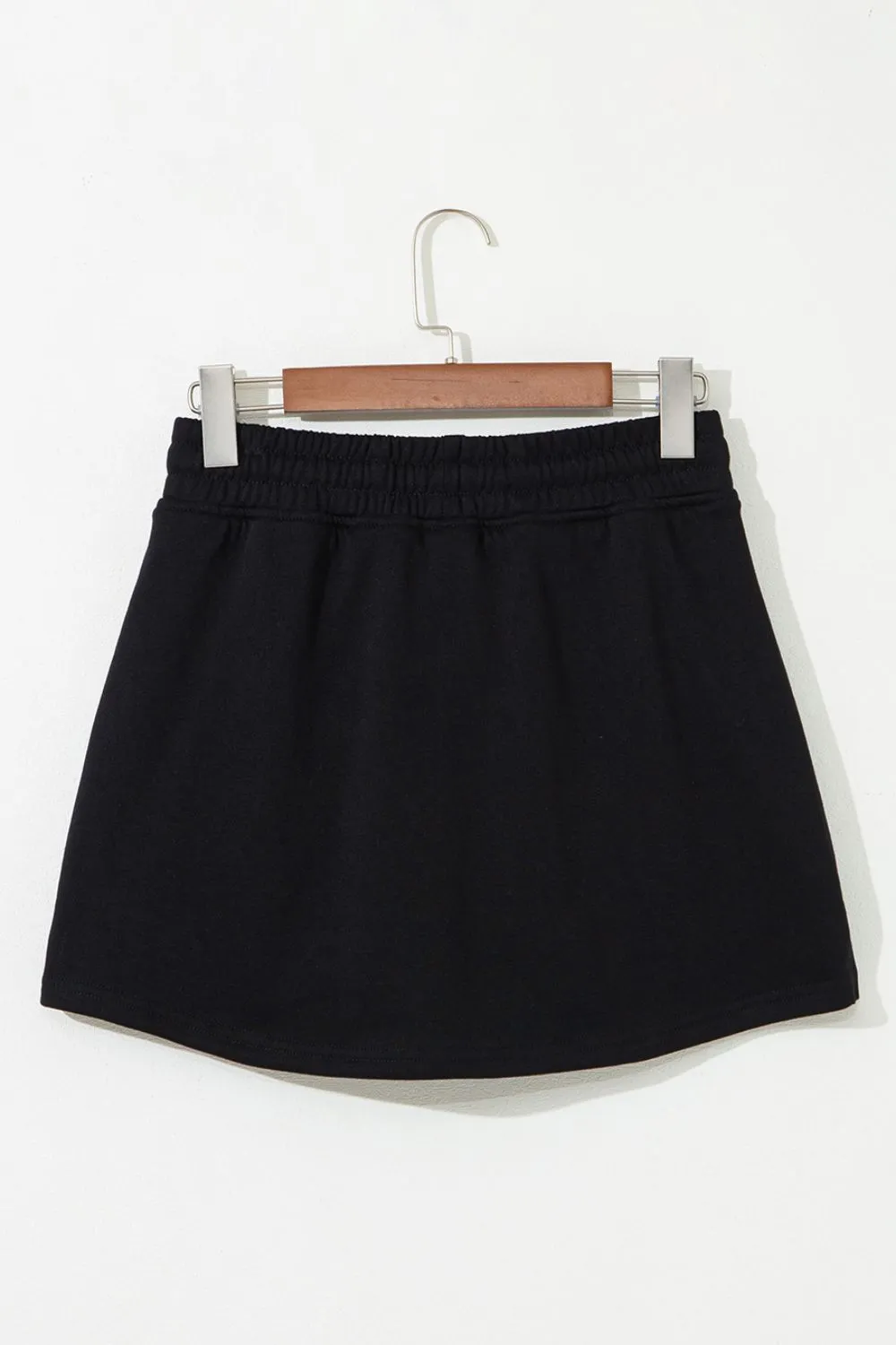 French Terry Drawstring Mini Skort Pocket Skirt