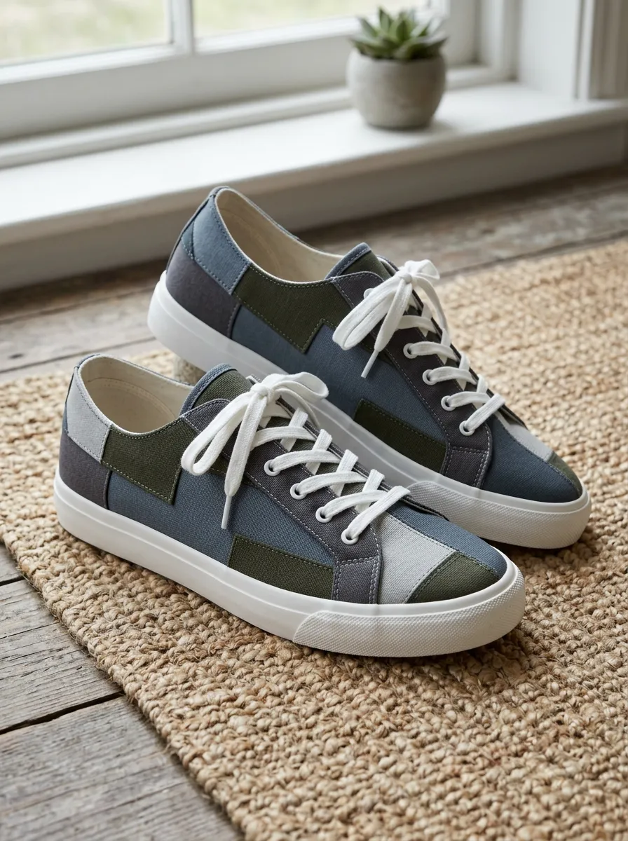 Men's Refined Colorblock Patchwork Patterned Canvas Shoes