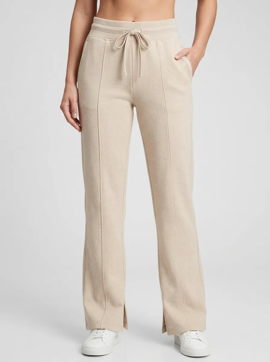 Women's Athletic Fitness Beige Drawstring Printed Athletic Pants
