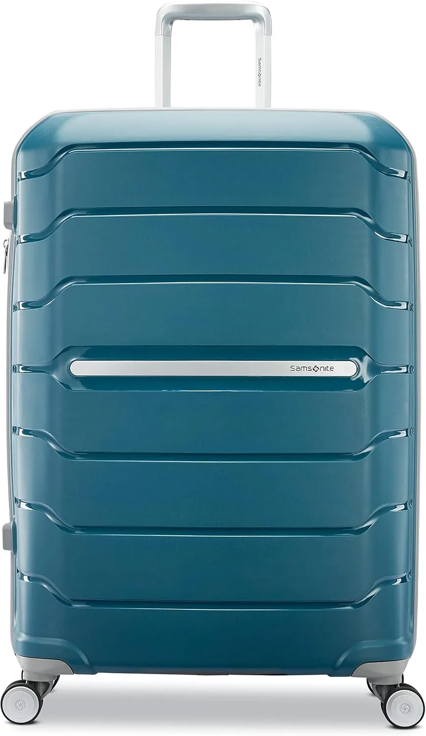 Samsonite Freeform Hardside Carry-On Luggage with Spinner Wheels - Hardshell Suitcase - TSA, Airline-Approved - Expandable Hard Shell, Smooth Rolling Wheels for Lightweight Travel - White/Grey