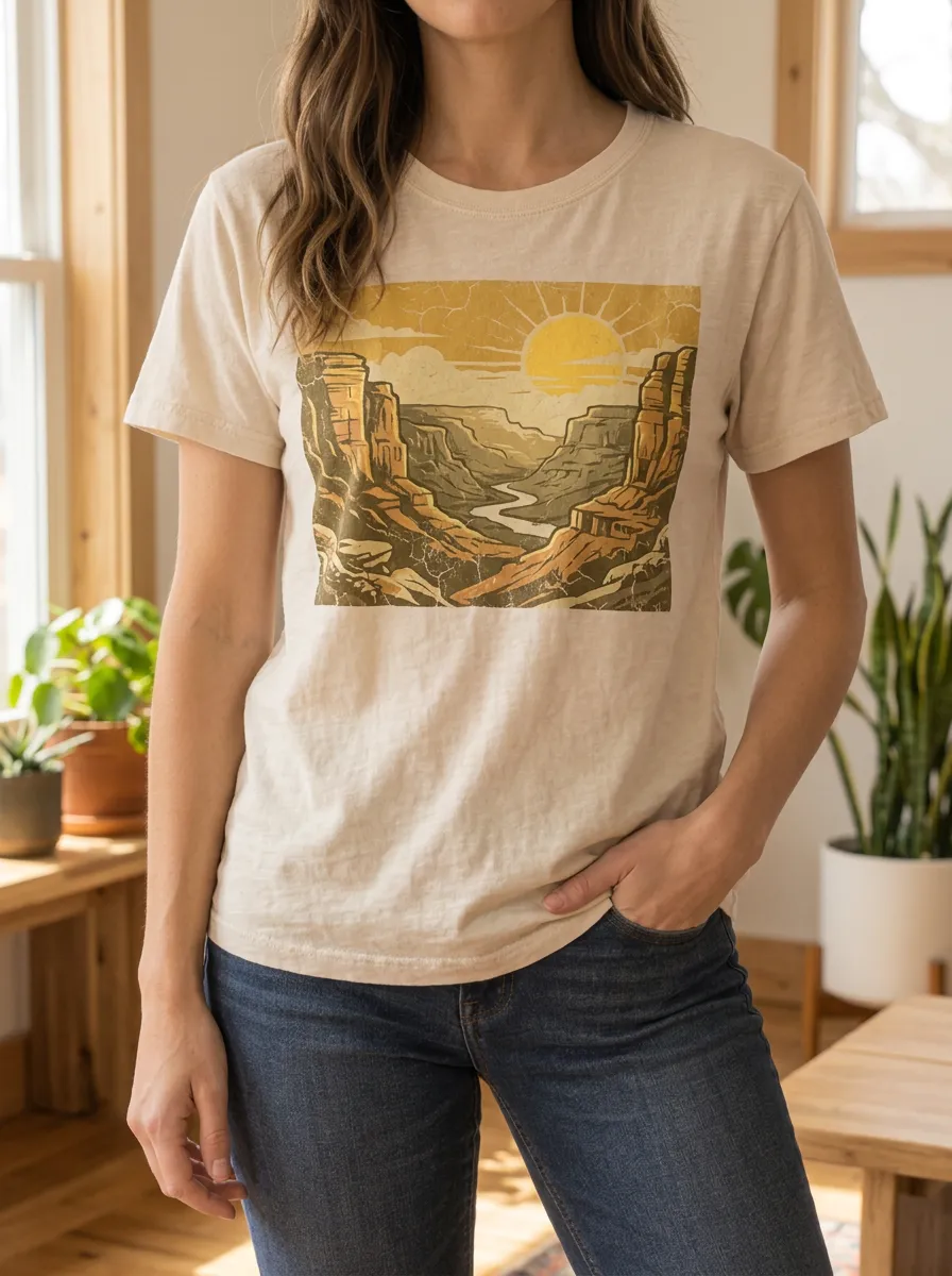 Women's Nature Lover Grand Canyon Sun Printed T-shirt