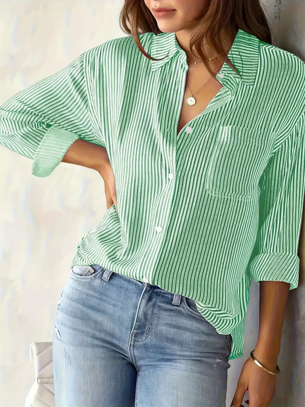 Striped Button Down Relaxed Fit Shirt