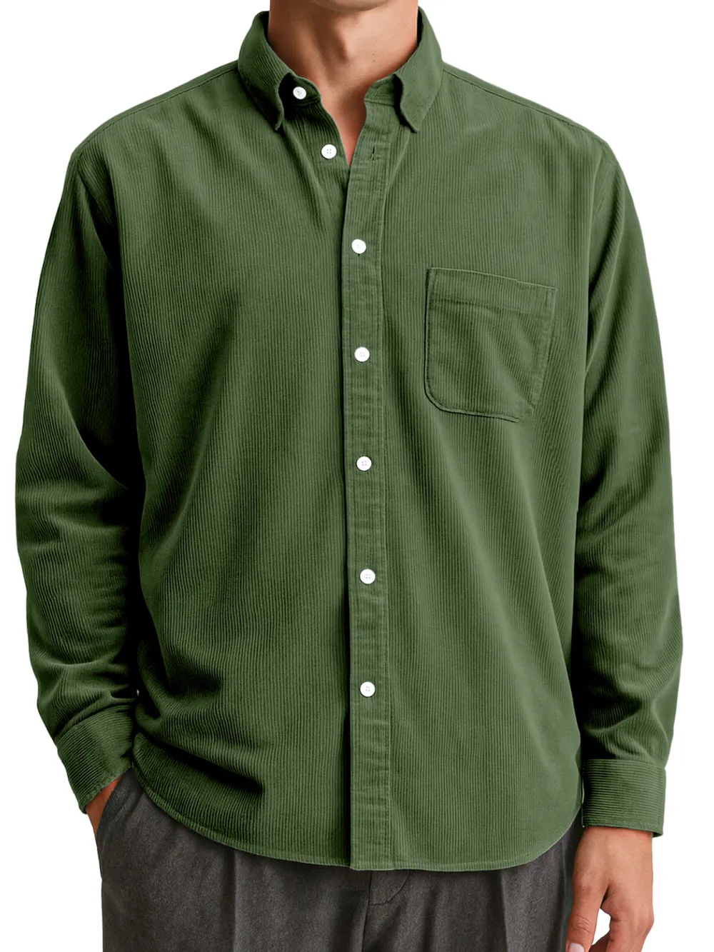 Clean Line Corduroy Open Collar Shirt