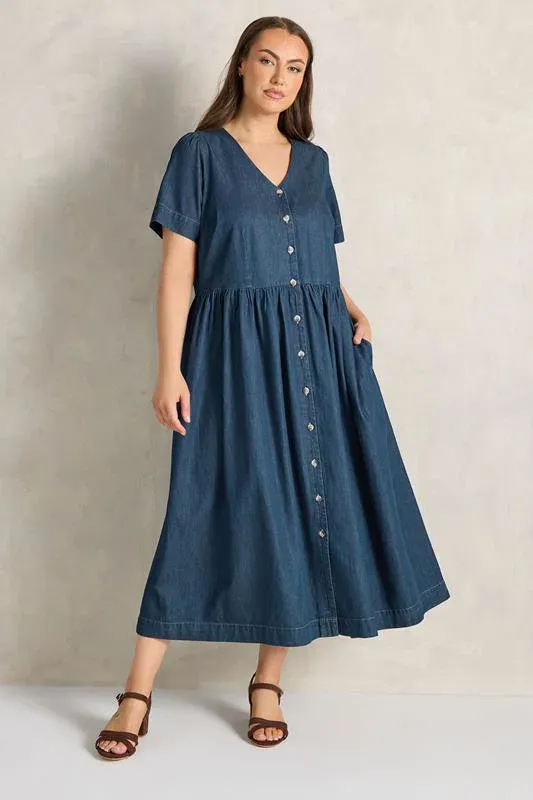 Indigo Blue Cotton Denim Dress