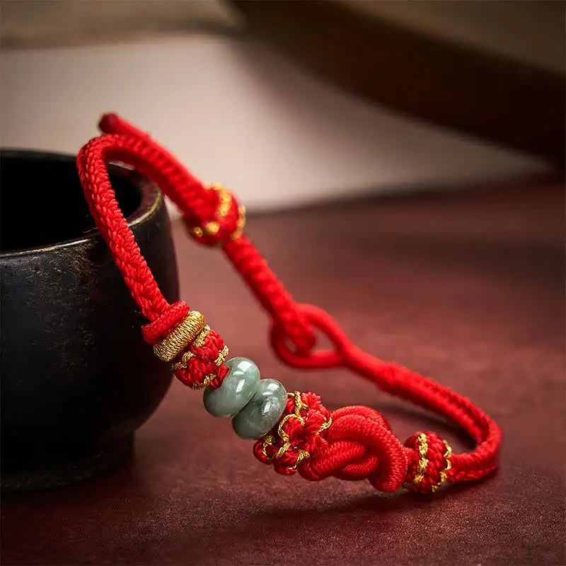 Knotting Jade Hand Woven Adjustable Bracelet