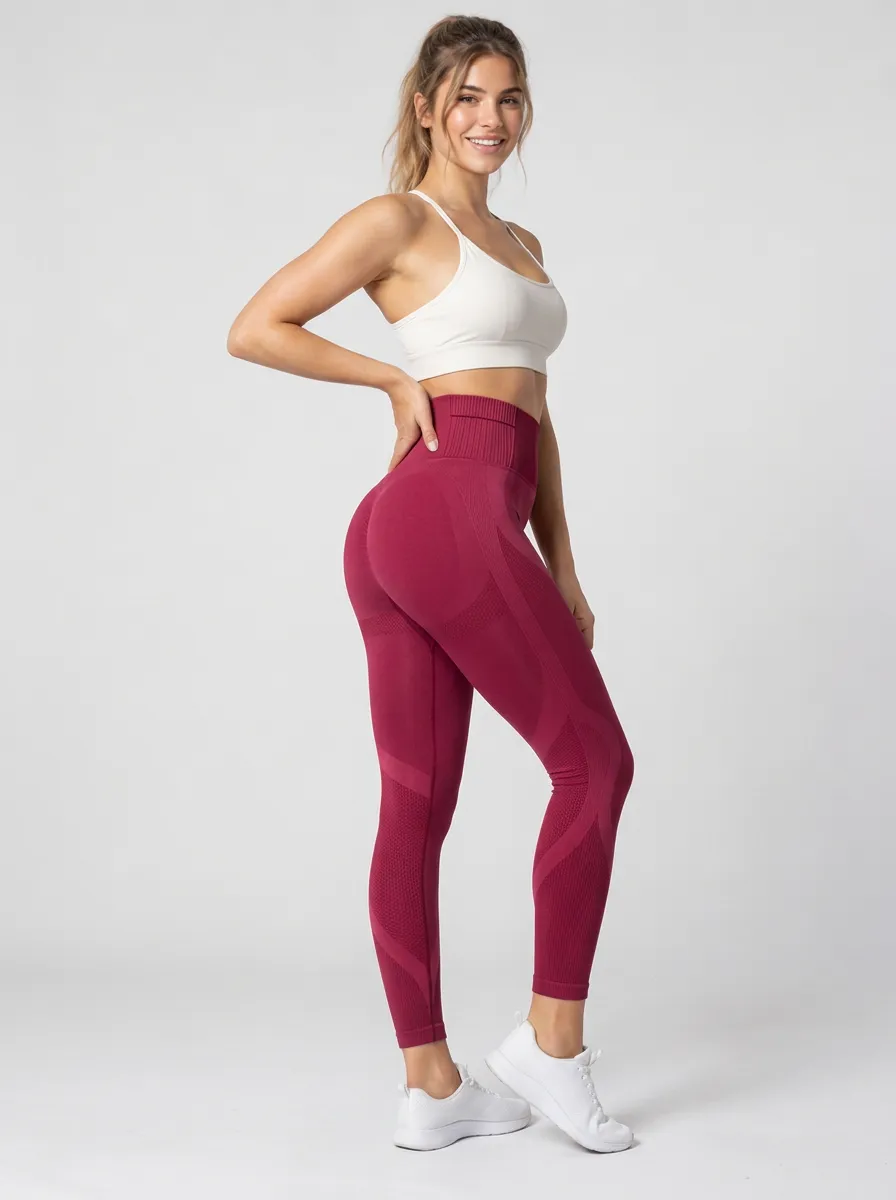 Women's Textured High Waist Printed Seamless Fitness Leggings