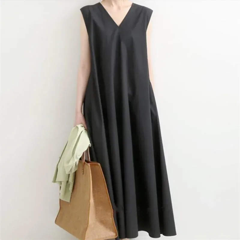 V-Neck Linen Blend Maxi Dress