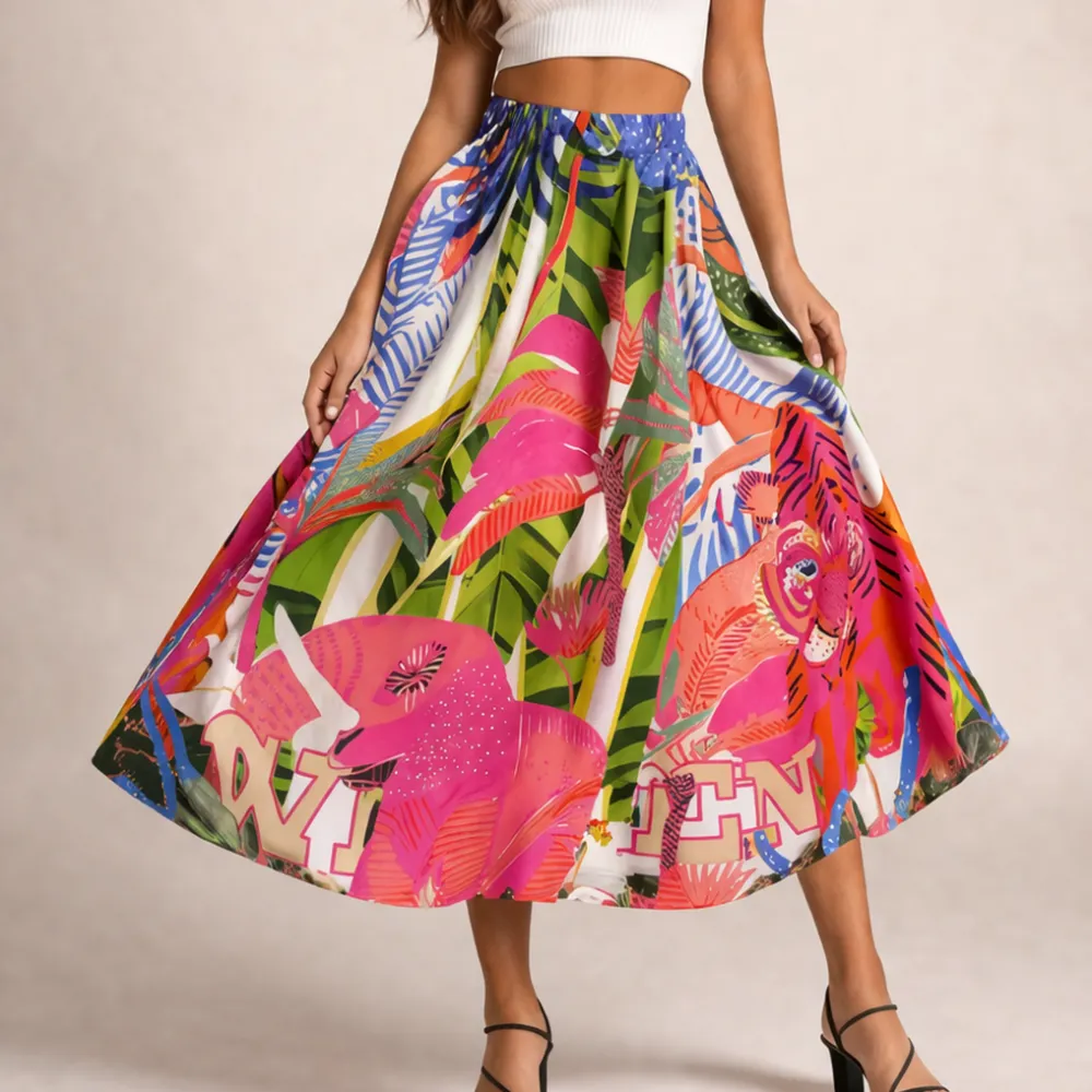 Graphic Print Casual Skirt