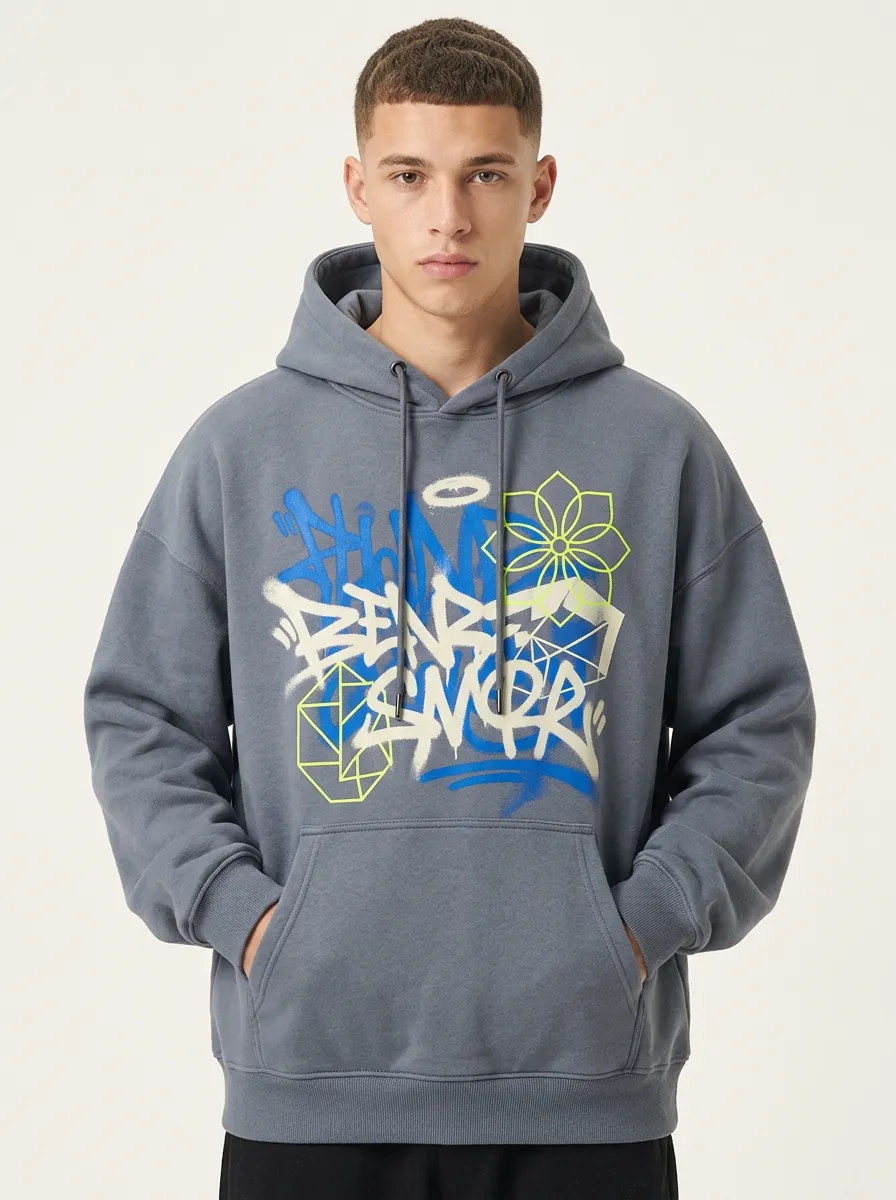 Unisex Urban Floral Graffiti Hoodie