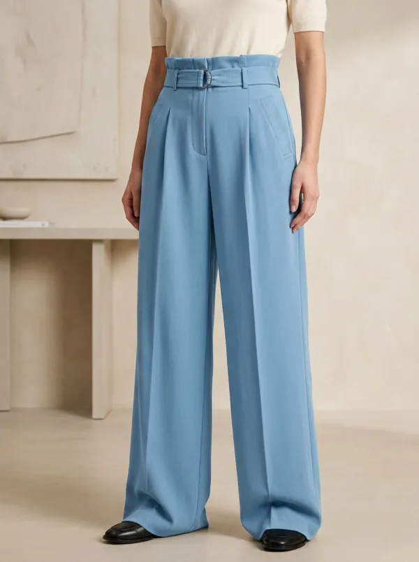 Effortless Belted High Rise Wide Leg Pants
