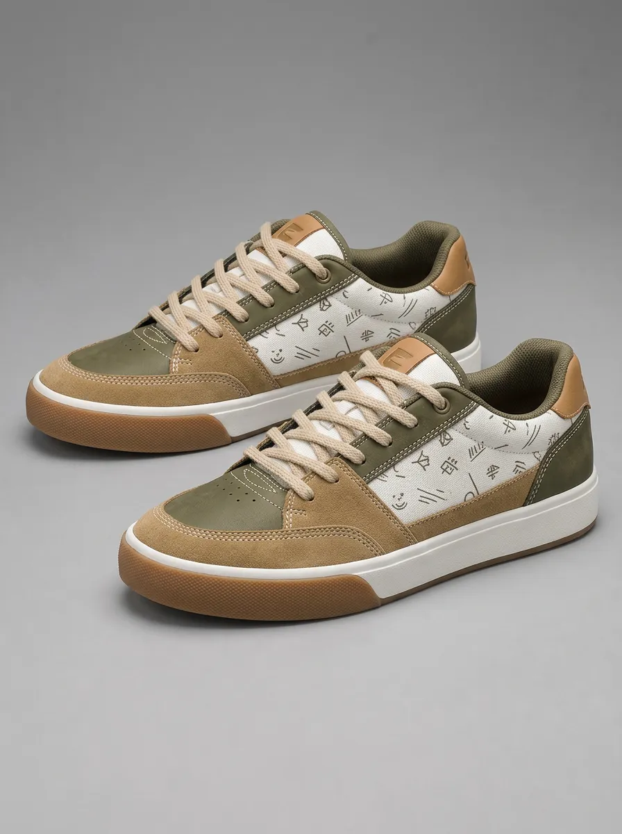 Men's Casual Doodle Pattern Skate Shoes