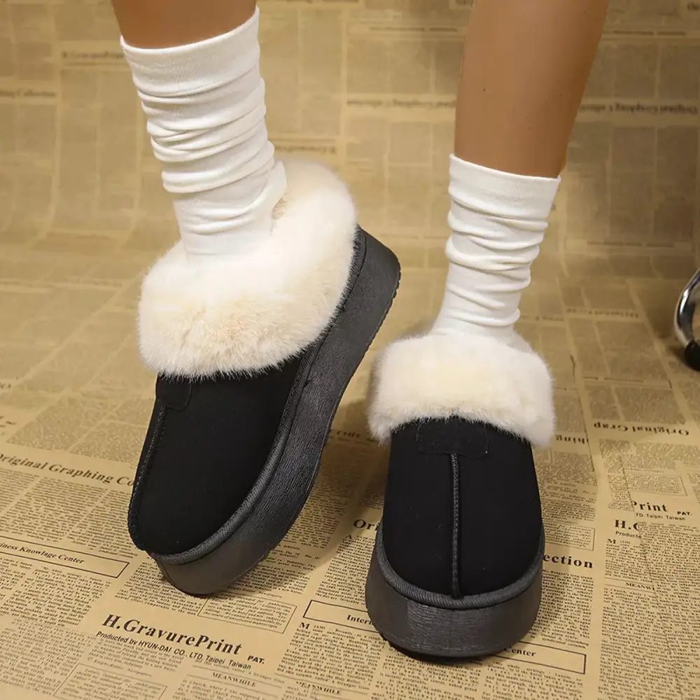 Fuzzy Trim Platform Boots