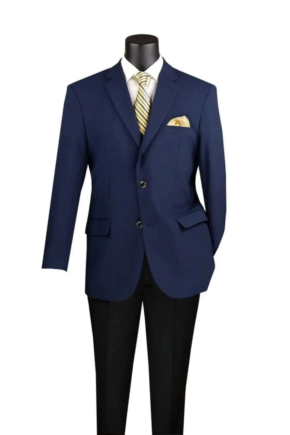 Navy Regular Fit Solid Single Breasted Notch Lapel Side Vents Blazer