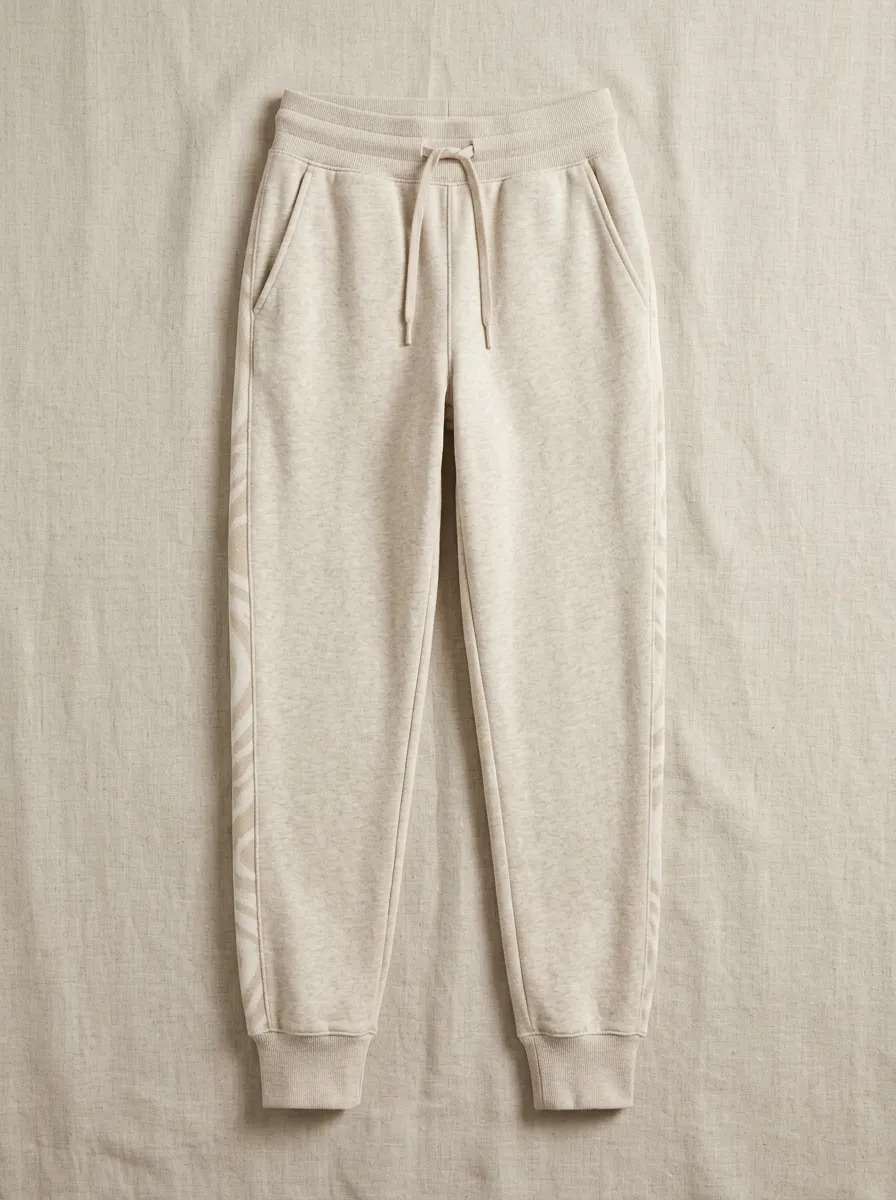 Women's Casual Beige Zebra Side-Stripe Printed Joggers