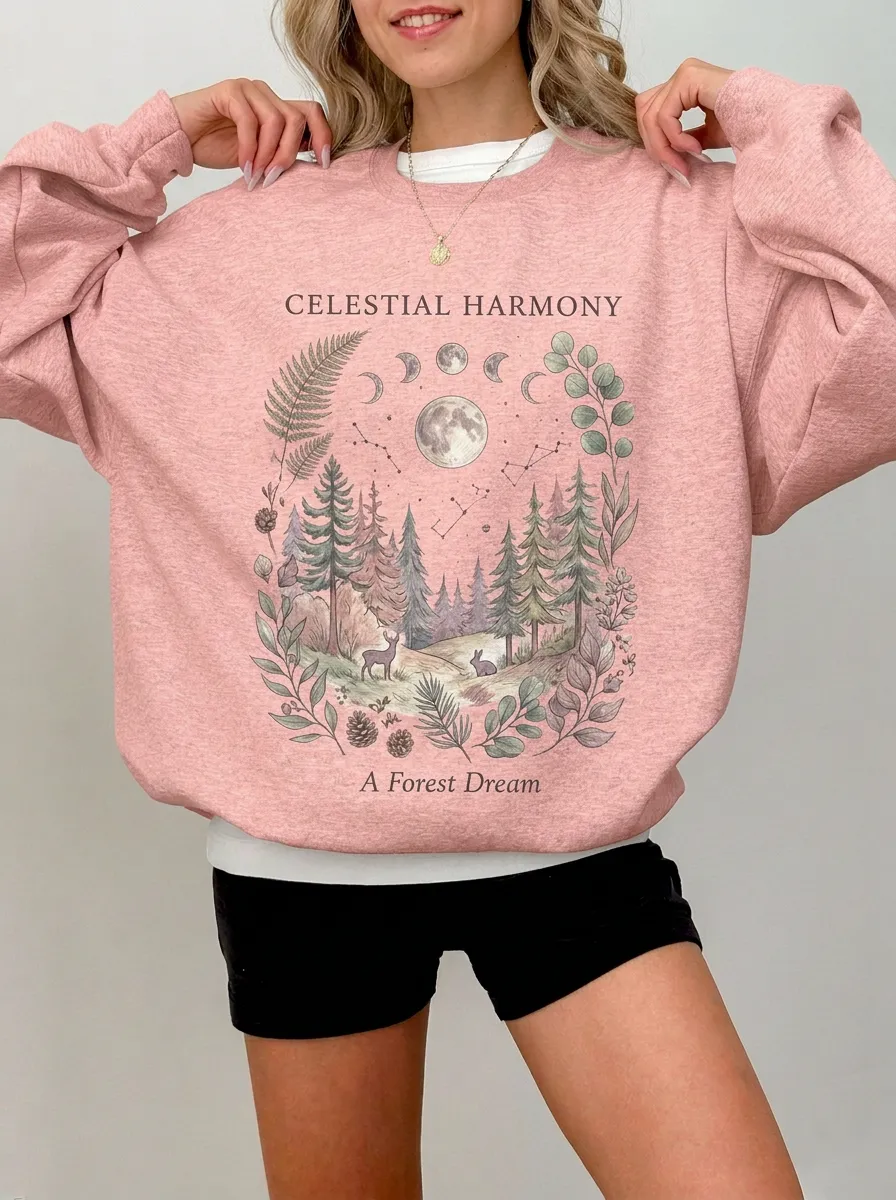 Women's Celestial Forest Moon Graphic Sweatshirt