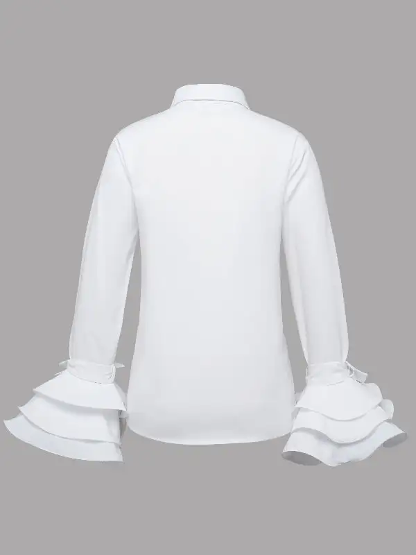 Women's Cotton Ruffled Lapel-Collar Blouse