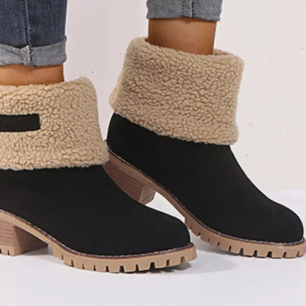 Refined Round Toe Block Heel Boots