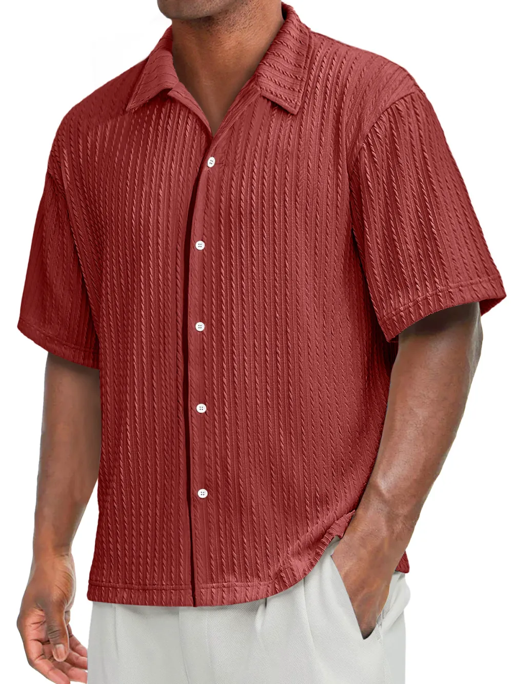 Tailored Short Sleeve Open Collar Shirt