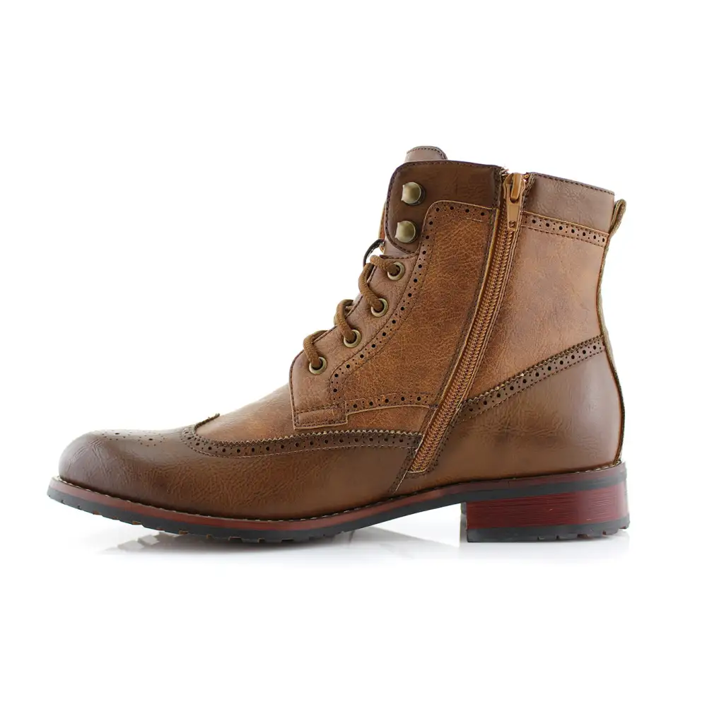 Two-Tone Wingtip Brogue Combat Boots