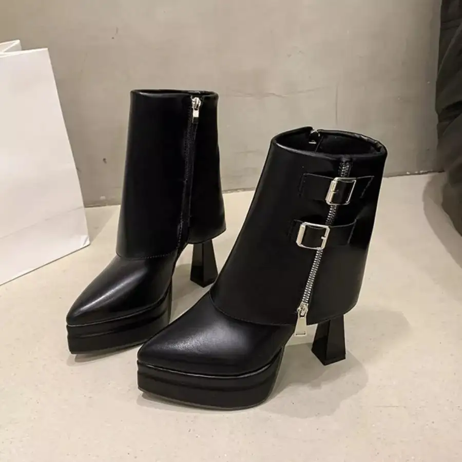Point Toe High Heels Boots