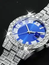 Men's Watch Set with Trendy Chain And Calendar Function Embedded Craft Design Birthday Gift