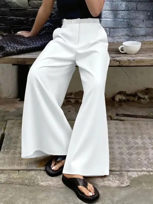 Wide Leg Elastic Waist Drawstring Pocketed Pants