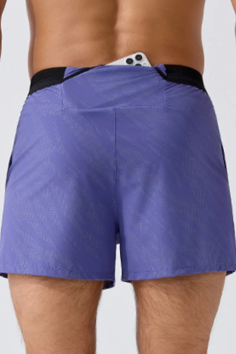 Storage Pocket Dual Layer Reflective Detail Athletic Shorts
