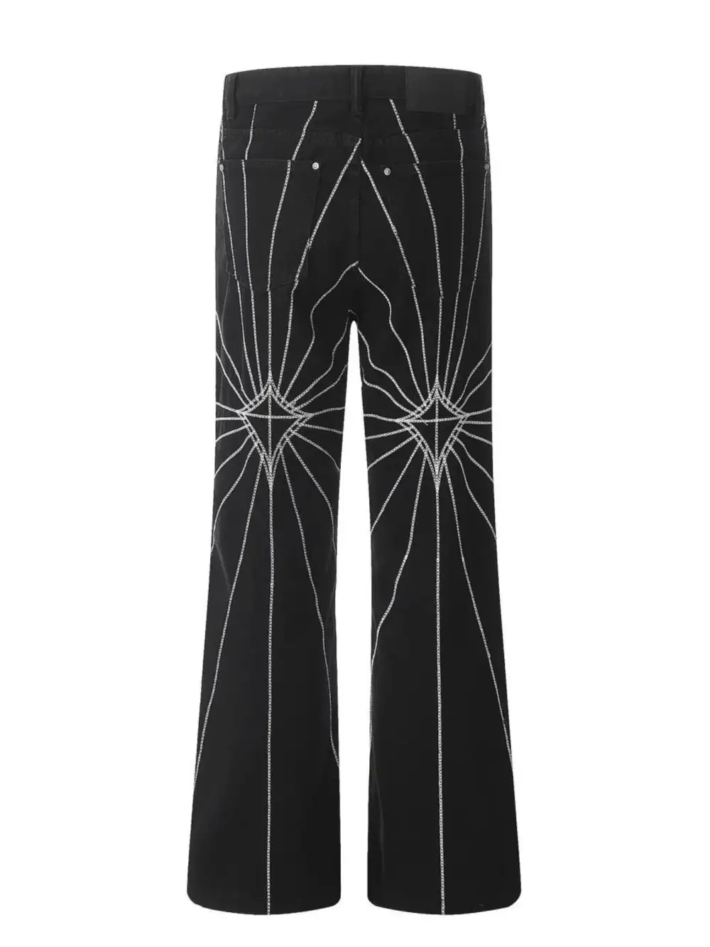 Spider Web Embroidered Flared Jeans