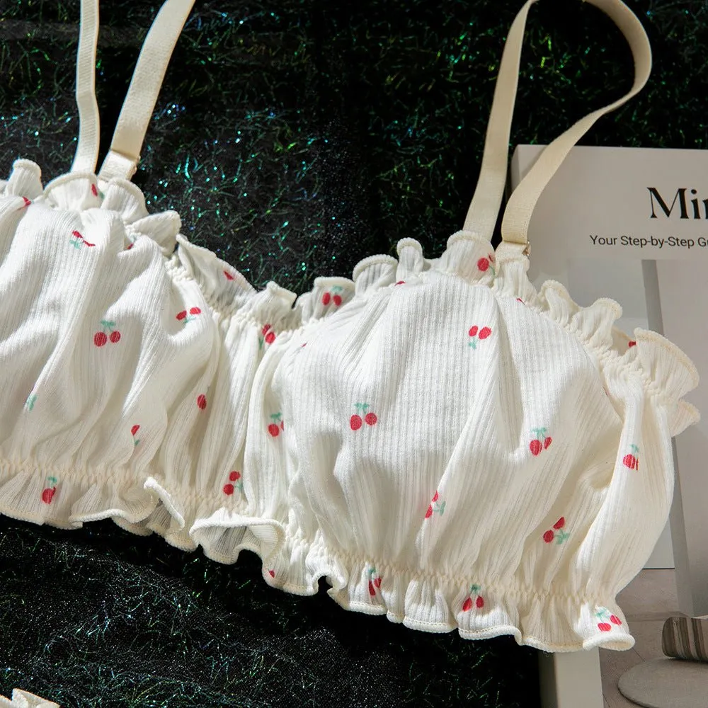 Ruffled Milk-Silk Crop Lingerie Set