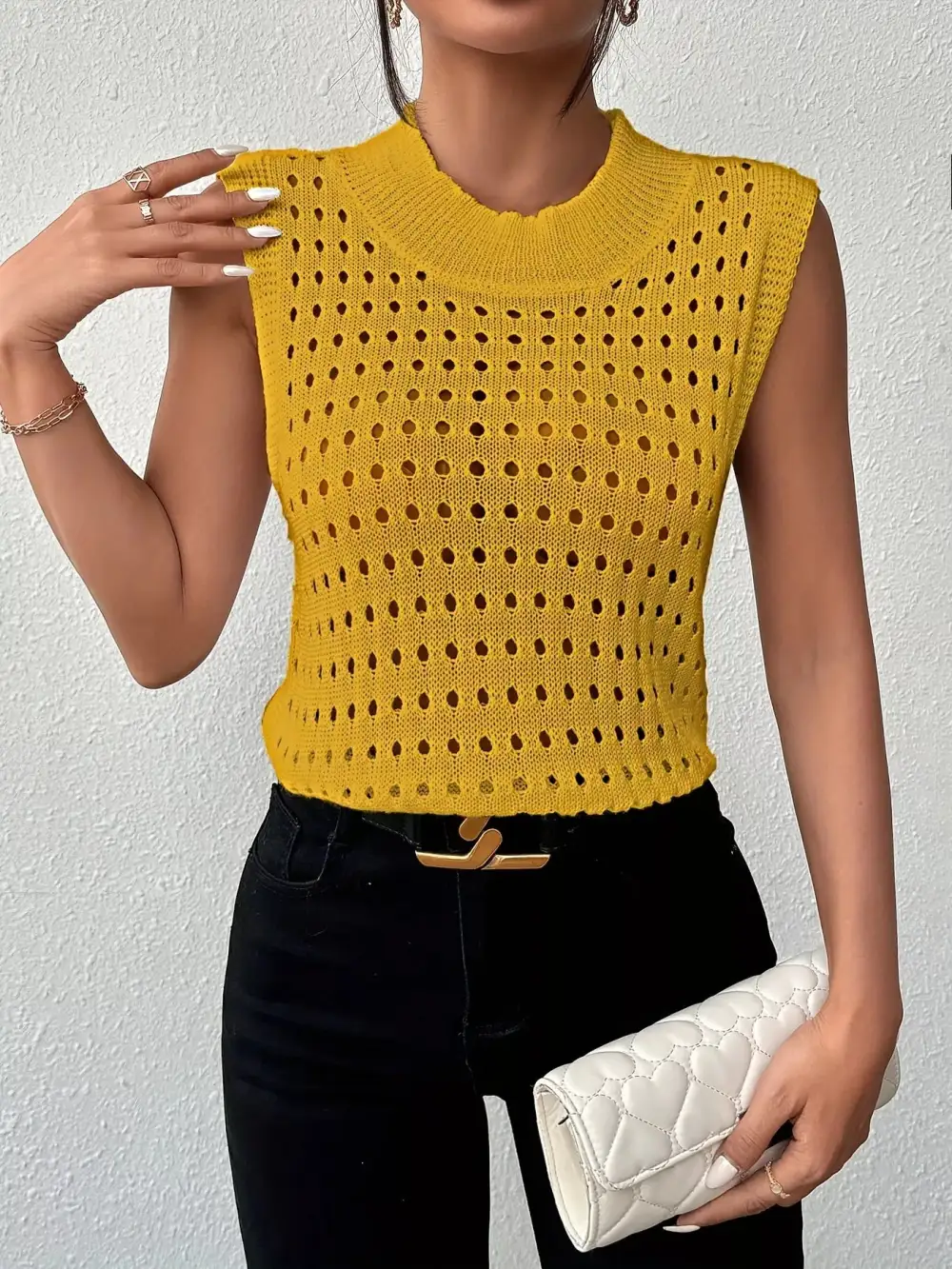 Round-Neck Knit Tank Top