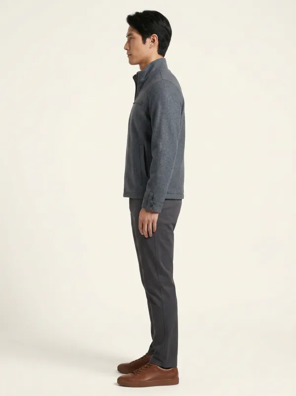 Men's Dot-Graphic Zip-Chest Stand-Collar Jacket