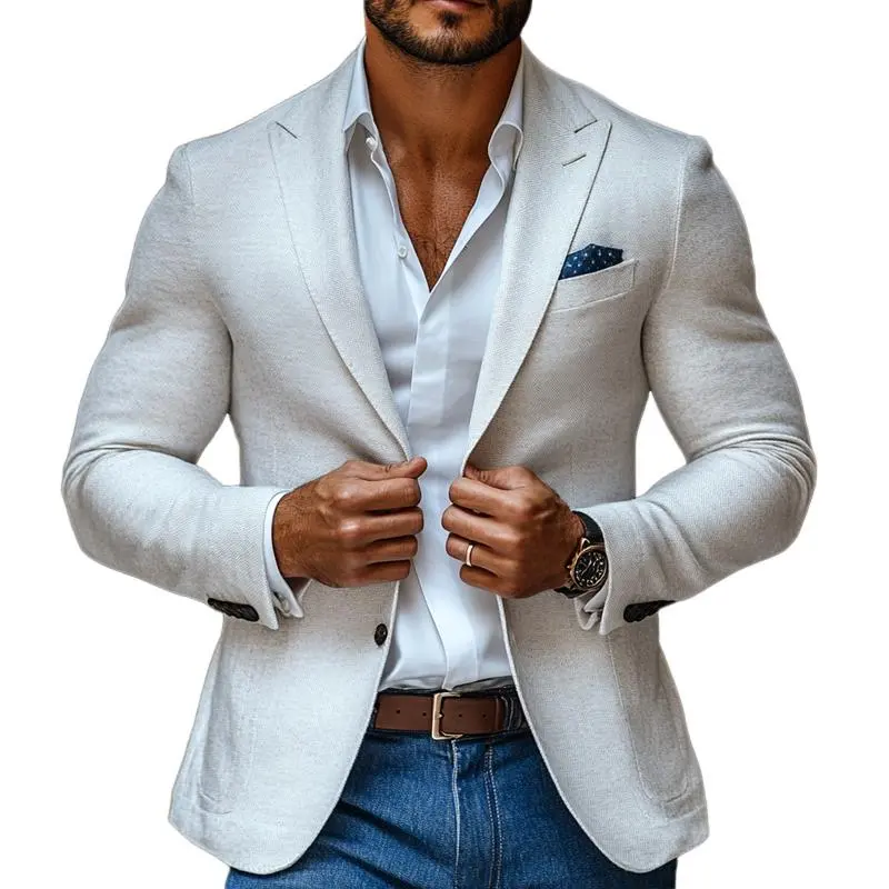 Buttoned Relaxed Woven Blazer