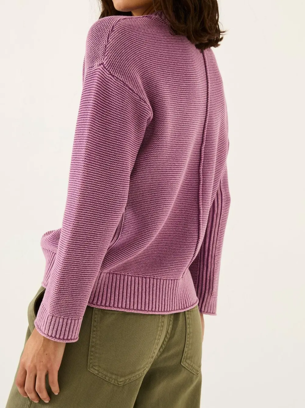 Purple Crew Neck Knitted 100% Cotton Jumper