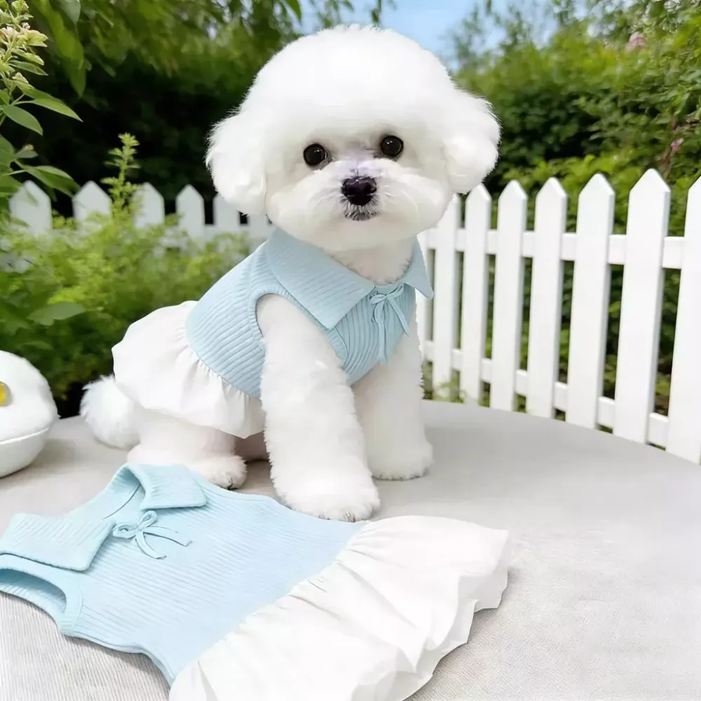 Cute Pet Clothes Summer Pet Lightweight Sleeveless Dress With Polo Collar For Small Dogs Cats