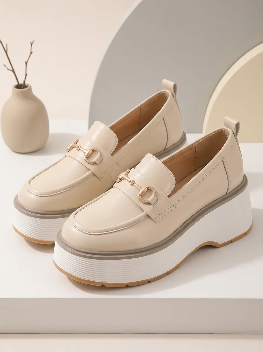 Slip-On Horsebit Women's Chunky Platform Shoes