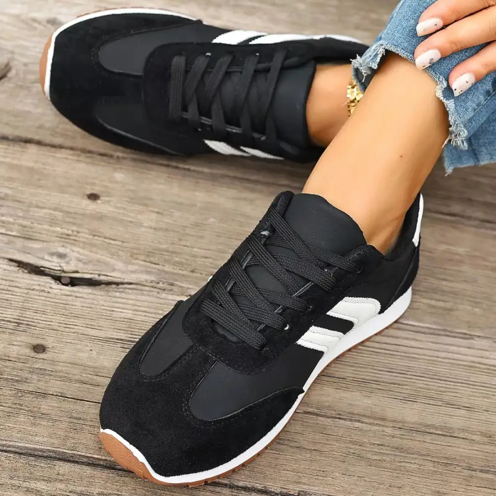 Refined Striped Lace-Up Casual Sneakers